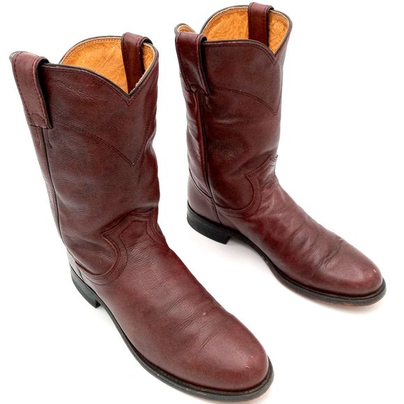 Justin Roper Cowboy Boots Womens 7 B Burgundy Leather Western Cowgirl - Picture 12 of 12